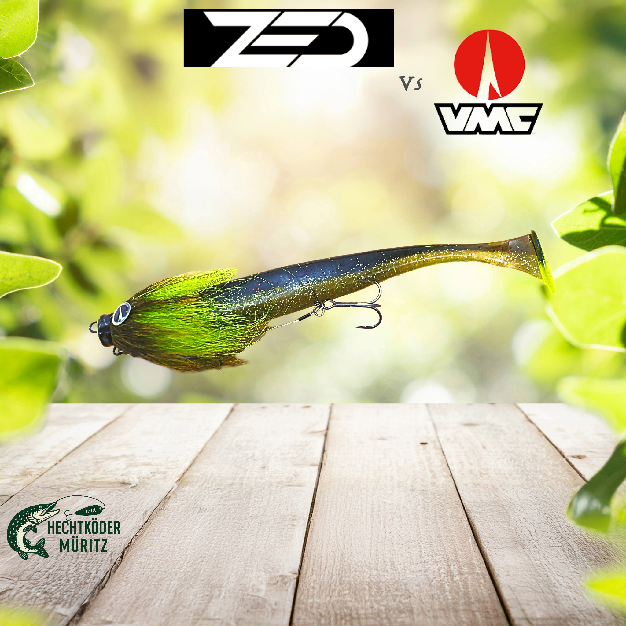 VMC Mustache 11gr Chatreuse + ZoccaBait 20cm