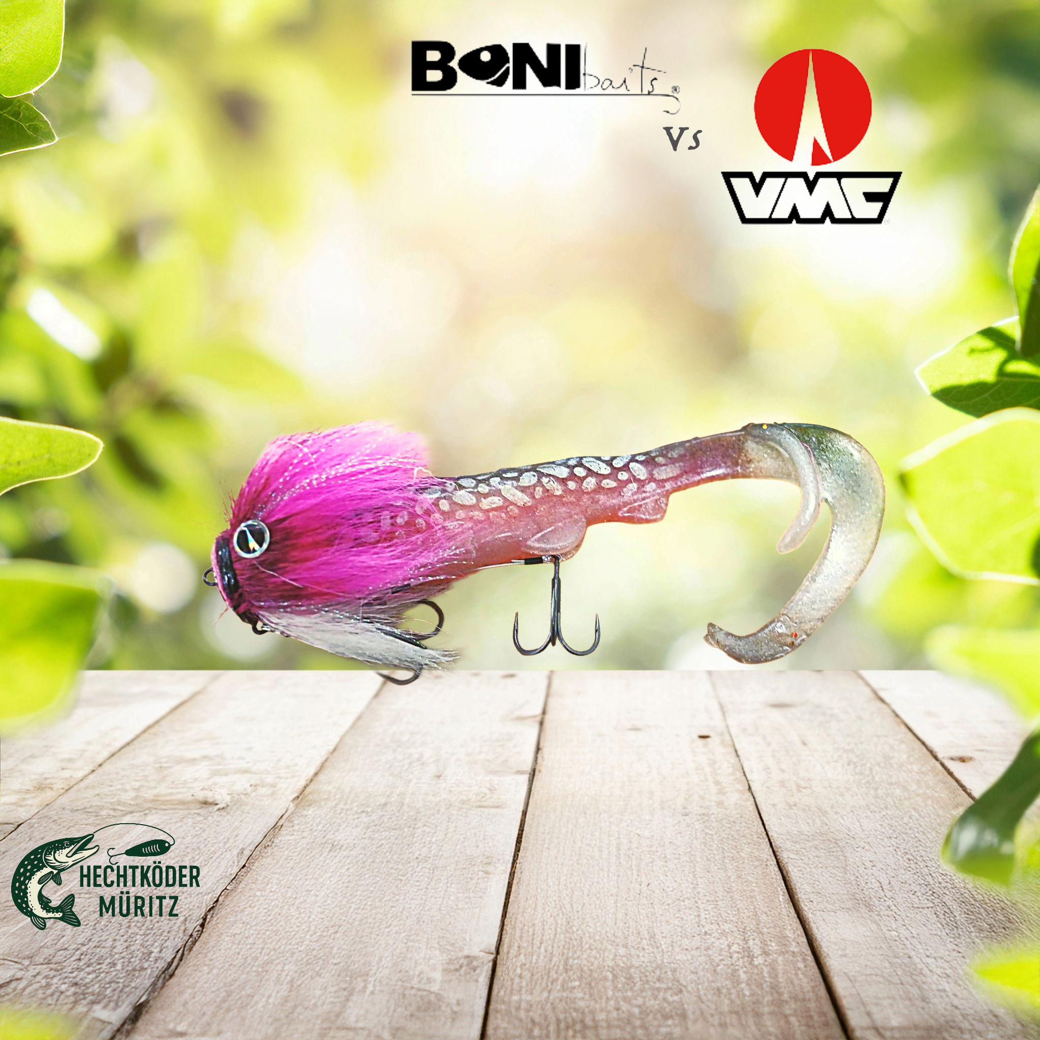VMC Mustache pink + BoniBaits 28cm komplett montiert