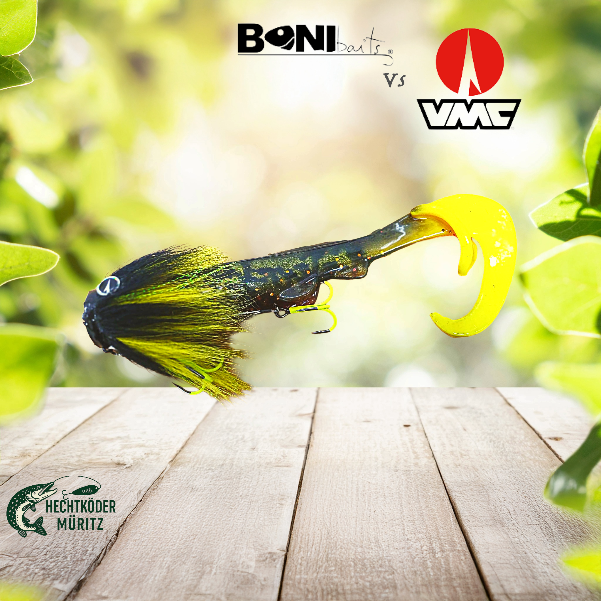 VMC Mustache 40 gr Chartreuse + BoniBaits Happy Hybrid 28cm